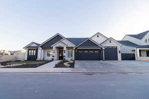 Modern farmhouse featuring a garage