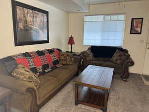 View of carpeted living room