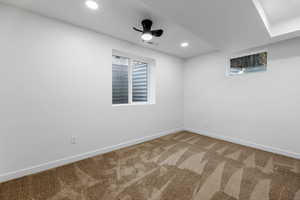 Unfurnished room with carpet