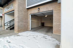 View of indoor single car garage.