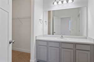 Primary Bathroom featuring vanity and Walk in Closet.