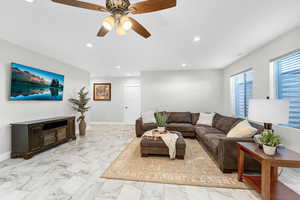 Living room with ceiling fan