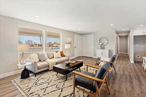 Living room featuring hardwood / wood-style flooring