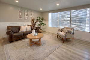 Living room featuring light wood-type flooring