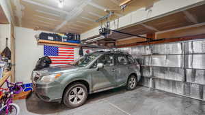 Garage with storage and garage door opener