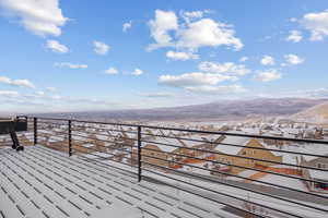 Wooden terrace with a mountain view