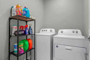 Clothes washing area with washing machine and dryer