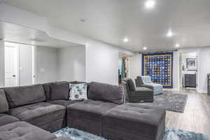 Living room featuring light hardwood / wood-style flooring