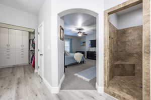 Interior space with light hardwood / wood-style floors