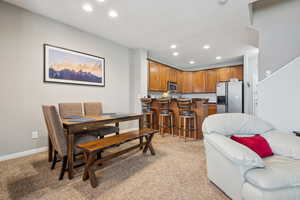 Dining area with bar seating