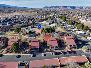 Drone / aerial view with a mountain view