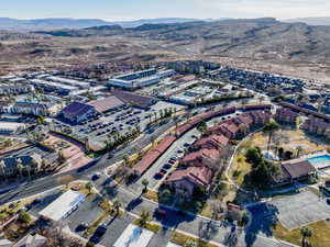 Aerial view featuring a mountain view