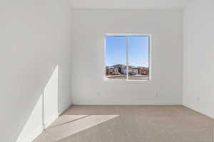 Unfurnished room with light colored carpet