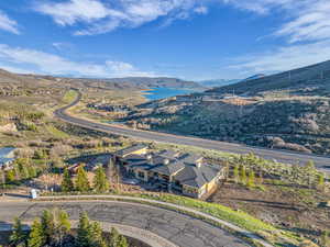 Drone / aerial view of a mountain backdrop