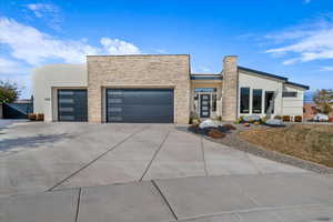 Modern home with a garage