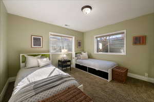 Bedroom with carpet flooring