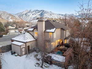 Exterior space featuring a mountain view