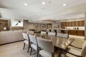 Dining space featuring light hardwood / wood-style flooring