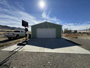 Garage with a mountain view