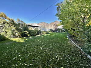 View of yard with a mountain view