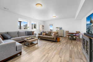 Living room featuring light wood-type flooring