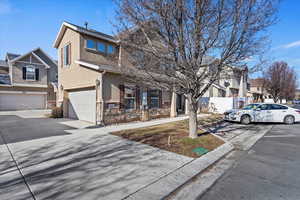 View of front of home with a garage