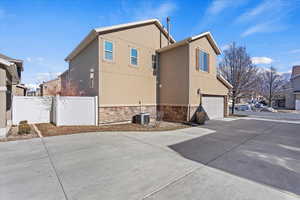 View of home's exterior with a garage