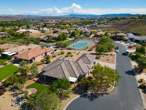 Drone / aerial view featuring a mountain view