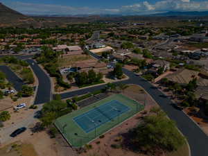 Bird's eye view with a mountain view