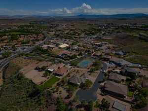 Drone / aerial view featuring a mountain view