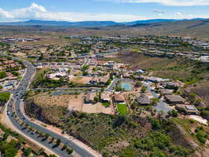 Aerial view featuring a mountain view