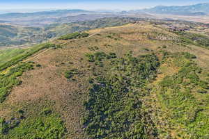 Birds eye view of property with a mountain view