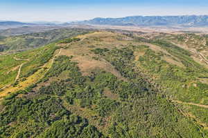 Aerial view featuring a mountain view