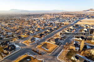 Aerial view featuring a mountain view