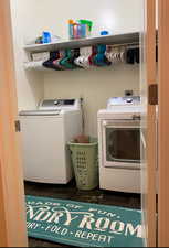 Laundry room featuring washing machine and dryer