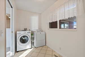 Laundry room featuring washer and clothes dryer