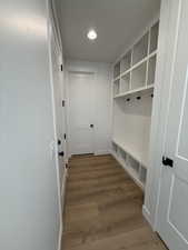 Mudroom featuring light hardwood / wood-style floors