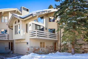 Exterior space with a garage