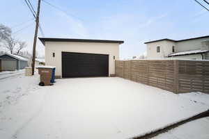 View of snow covered garage