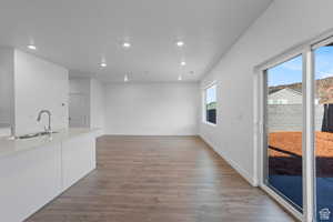 Interior space featuring light hardwood / wood-style floors and sink