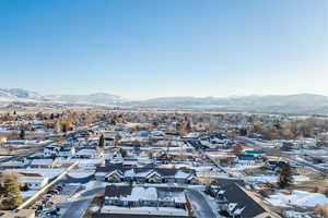 Drone / aerial view with a mountain view