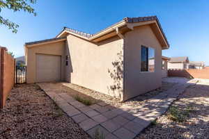 View of home's exterior with a garage