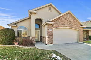 View of front of house with a garage