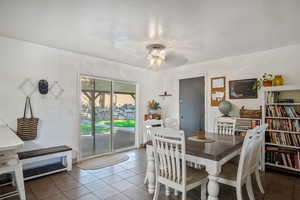 View of tiled dining room