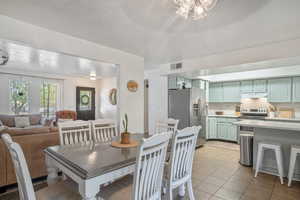 View of tiled dining area