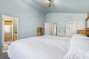 View into master bathroom.