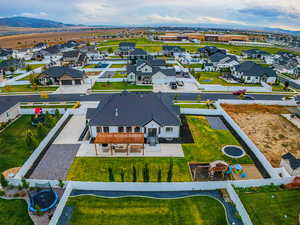 Drone / aerial view featuring a mountain view