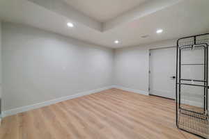 Empty room featuring light hardwood / wood-style flooring