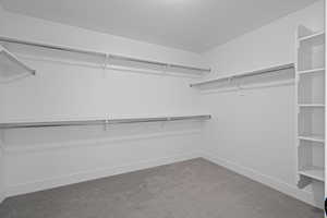 Walk in closet with carpet