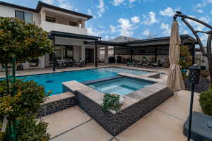 Relaxing back yard hot tub